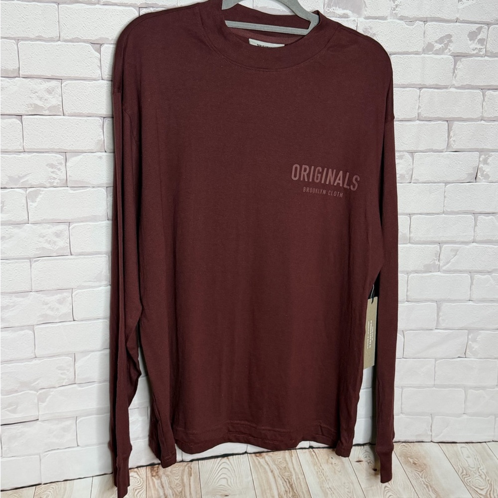 NWT Brooklyn Cloth Originals Maroon Long‎ Sleeve Tee